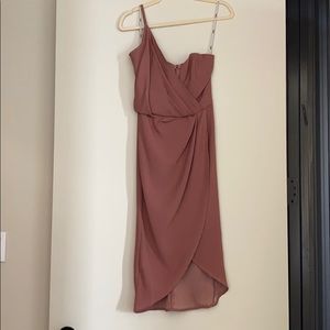 Asos corset top one shoulder wrap dress